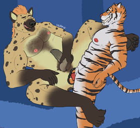 anal anal_fisting anal_penetration anthro anus balls body_hair chest_hair claws duo fangs fisting foreskin genitals hairy humanoid_genitalia humanoid_penis long_foreskin male male/male masturbation nipples nude pawpads paws penetration penile penile_penetration penis penis_in_ass pubes puffy_anus smile spots stripes teeth unretracted_foreskin scruffymusk drakirion rosco_(scruffymusk) felid hyena mammal pantherine spotted_hyena tiger