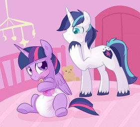 animal_plushie bear_plushie big_diaper blue_eyes blush clean_diaper clothed clothed_feral clothing cutie_mark diaper diaper_only duo embarrassed female feral fur hair horn implied_incest looking_at_viewer male multicolored_hair object_in_mouth pacifier pacifier_in_mouth plushie purple_body purple_eyes purple_fur smile teddy_bear topless two_tone_hair wearing_diaper white_body white_fur wings bubblepuppers friendship_is_magic hasbro my_little_pony mythology shining_armor_(mlp) twilight_sparkle_(mlp) equid equine inanimate_object mammal mythological_creature mythological_equine unicorn winged_unicorn 2014 brother_(lore) brother_and_sister_(lore) sibling_(lore) sister_(lore)