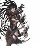 big_breasts black_hair breasts broken_chain chain chain_accessory claws clothed clothing crossgender female hair long_hair mtf_crossgender not_furry purple_eyes simple_background skimpy solo under_boob nekkeau samurai_spirits asura_(samurai_spirits) humanoid