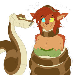 anthro anthro_on_feral bare_shoulders bestiality big_breasts blank_stare blush blush_lines breasts brown_body brown_fur brown_hair brown_scales cleavage clothed clothed_anthro clothed_female clothing coiling coiling_around_body coiling_around_neck dominant dominant_feral dominant_male duo female female_anthro female_on_feral feral fur green_clothing hair hypnosis leaf_clothing male male/female male_feral male_on_anthro mind_control motion_lines mouth_closed notched_ear restrained_arms ringed_eyes scales simple_background smile squeezing strapless_clothing submissive submissive_anthro submissive_female tail_on_head white_background yellow_sclera plsgts activision spyro_the_dragon the_jungle_book elora kaa_(jungle_book) deer faun_(spyro) indian_python mammal python reptile scalie snake 2019