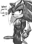 anthro asking_viewer athletic athletic_male casual_nudity dialogue erection genitals looking_at_viewer male penis pose solo talking_to_viewer text towel wet hauringu sega sonic_the_hedgehog_(series) shadow_the_hedgehog eulipotyphlan hedgehog mammal 2022 english_text hi_res monochrome pinup traditional_media_(artwork)