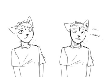 anthro dialogue male solo text wide_eyed worried hladilnik daniel_(hladilnik) canid canine canis mammal wolf 2025 black_and_white comic english_text hi_res monochrome sketch