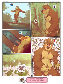 anthro armpit_hair aroused balancing balancing_on_object balls biped blue_eyes blush bodily_fluids body_hair brown_body brown_fur butt choose_your_own_adventure claws clothing creek erection feet field flower flower_field footwear forest fur genital_fluids genitals grass hand_on_penis happy holding_penis humanoid_genitalia humanoid_penis leaf lying male masturbation navel nervous nipples nude nudist on_back outside pansy_(flower) penis planks plant precum pubes reflection sandals shoes solo standing stroking_penis sweat tail text toes tongue tongue_out tree violet_(flower) water wooden_plank hollonut banjo-kazooie rareware banjo_(banjo-kazooie) arthropod bear butterfly insect lepidopteran mammal ursine 2025 3:4 comic digital_media_(artwork) english_text hi_res