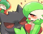 ambiguous_gender anthro blush group heart_symbol red_eyes simple_background trio subaru331 nintendo pokemon gallade gardevoir generation_1_pokemon generation_3_pokemon generation_4_pokemon gengar pokemon_(species)