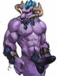 2_horns abs angry anthro areola balls beard belly biceps big_balls big_biceps big_deltoids big_horn big_muscles big_pecs big_penis black_balls black_body black_flesh black_fur black_genitals black_glans black_mane black_nails black_nose black_penis black_text blue_beard blue_body blue_facial_hair blue_fur blue_highlights blue_mane blue_pubes broken_chain broken_restraints chin_tuft closed_frown colored_nails cuff_(restraint) dark_balls dark_beard dark_cuff_(restraint) dark_eyes dark_flesh dark_glans dark_nails dark_nose dark_penis dark_pubes dark_text deltoids erection facial_hair facial_piercing facial_tuft fingers flexing_brachioradialis forearm_muscles front_view fur fur_tuft furrowed_brow genitals glans glare glistening glistening_arms glistening_balls glistening_beard glistening_belly glistening_body glistening_chest glistening_cuff_(restraint) glistening_eyes glistening_face glistening_fingers glistening_fur glistening_genitalia glistening_glans glistening_hands glistening_horn glistening_jewelry glistening_metal glistening_nails glistening_nipples glistening_nose glistening_nose_piercing glistening_nose_ring glistening_penis glistening_piercing glistening_ring gold_(metal) gold_jewelry gold_nose_piercing gold_nose_ring gold_piercing gold_ring gradient_penis head_horn head_tuft highlights_(coloring) horn horn_jewelry horn_ring huge_deltoids huge_muscles humanoid_genitalia humanoid_hands humanoid_penis jewelry jewelry_only latissimus_dorsi legs_together light light_areola light_arms light_belly light_body light_chest light_face light_fingers light_flesh light_fur light_hands light_horn light_jewelry light_legs light_mane light_neck light_nipples light_nose_piercing light_nose_ring light_piercing light_ring looking_away male male_anthro mane manly mature_anthro mature_male metal monotone_arms monotone_balls monotone_belly monotone_chest monotone_cuff_(restraint) monotone_face monotone_genitals monotone_glans monotone_hands monotone_horn monotone_jewelry monotone_legs monotone_neck monotone_nose_piercing monotone_nose_ring monotone_piercing monotone_pubes monotone_ring mostly_nude_anthro mostly_nude_male multicolored_body multicolored_fur multicolored_mane multicolored_penis muscular muscular_anthro muscular_arms muscular_male nails navel nipples no_sclera nose_piercing nose_ring obliques pecs penis piercing pubes purple_areola purple_arms purple_belly purple_body purple_chest purple_face purple_fingers purple_flesh purple_fur purple_genitals purple_hands purple_legs purple_neck purple_nipples purple_penis red_eyes restraints ring ring_(jewelry) ring_piercing serratus simple_background solo standing tan_horn text thick_penis trapezius triceps tuft two_tone_flesh two_tone_genitals two_tone_mane two_tone_penis v-cut vein veiny_penis white_background white_light wristwear wristwear_only yonsia european_mythology greek_mythology league_of_legends mythology riot_games tencent alistar_(lol) bovid bovine cattle mammal minotaur 2022 3:4 colored digital_media_(artwork) digital_painting_(artwork) hi_res lighting portrait shaded signature three-quarter_portrait