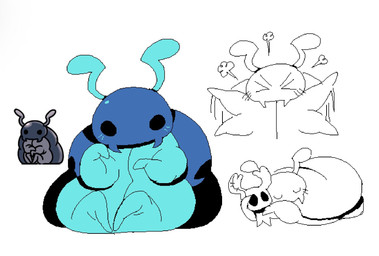 angry antennae_(anatomy) anthro black_eyes blue_body blush blush_lines eyebrows eyes_closed female flat_chested grey_body hug hugging_object hugging_plushie lying multicolored_body on_front overweight overweight_anthro overweight_female plushie simple_background sitting solo steam waving_arms white_background honkadoi hollow_knight_(franchise) team_cherry bretta_(hollow_knight) the_knight_(hollow_knight) arthropod beetle insect vessel_(species) 2025 hi_res multiple_images widescreen