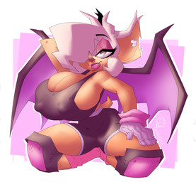 anthro bat_wings bedroom_eyes big_breasts bottomwear breasts bulging_breasts cleavage cleavage_overflow clothed clothing female front_view gloves hair hair_over_eye handwear hotpants huge_breasts hyper hyper_breasts knee_pads kneeling looking_at_viewer membrane_(anatomy) membranous_wings narrowed_eyes nipple_outline notched_ear one_eye_obstructed pose seductive shorts side_boob small_waist solo thick_thighs wasp_waist wings oddjuice sega sonic_the_hedgehog_(series) rouge_the_bat bat mammal 2021 hi_res