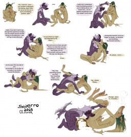 affectionate anthro anus asking_another balls blonde_hair blush bodily_fluids breath butt butt_lick claws clenched_teeth color_coded color_coded_speech_bubble cum dialogue duo ejaculation ellipsis eye_contact eyes_closed feces feces_on_body feces_on_ground feces_on_leg feces_pile fur genital_fluids genitals green_hair hair imminent_kiss interrobang kneeling legs_up licking long_hair looking_at_another lying male male/male male_pooping masturbation nude nude_anthro nude_male on_back open_mouth pawpads penile penile_masturbation penis pooping pooping_on_another pooping_on_floor profanity purple_body purple_fur scatplay sharp_teeth simple_background sitting speech_bubble tail tail_motion tailwag talking_to_another teeth text tongue tongue_out white_background yellow_body yellow_fur swerro canid canine canis domestic_dog greyhound hunting_dog mammal sighthound 2025 artist_name comic dated english_text hi_res