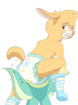 ageplay anthro blush clean_diaper clothed clothing diaper embarrassed footwear legwear male object_in_mouth pacifier pacifier_in_mouth riding roleplay sitting socks wearing_diaper ozzybear camelid llama mammal hi_res