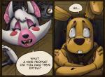 animatronic anthro bow_(feature) bow_tie canid canine comic english_text eyes_closed female five_nights_at_freddy's five_nights_at_freddy's_2 five_nights_at_freddy's_3 fox glowing glowing_eyes lagomorph leporid machine male mammal mangle_(fnaf) nobody_(artist) rabbit robot scottgames simple_background springtrap_(fnaf) text yellow_eyes