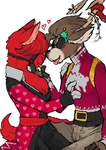 anthro brown_body brown_fur clothing duo fur hair heart_symbol holidays male male/male open_mouth red_body red_fur simple_background smile peach- christmas epic_games fortnite valentine's_day dolph_(fortnite) heartbreaker_(fortnite) camelid deer llama mammal new_world_deer reindeer 2022 digital_media_(artwork) low_res