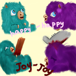 abuse ambiguous_feral ambiguous_gender blood blood_from_wound blue_body blue_eyes blue_fur bodily_fluids duo eyes_closed feral fur golf_club gore happy hitting impalement looking_up lyrics pain pained_expression purple_body purple_fur simple_background smile text violence wounded yellow_background young young_ambiguous young_feral artist-kun fluffy_pony nickelodeon ren_and_stimpy fluffy_pony_(species) mammal 1:1 digital_media_(artwork) english_text