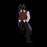 anthro black_body black_fur body_takeover brown_body brown_fur clothing collared_shirt corruption dress_shirt dress_shoes duo ear_piercing fur green_eyes hand_on_shoulder hands_in_both_pockets magic_user male piercing shadow shirt slacks topwear vest cerberussenn herschel_anhaus_(cerberussenn) vantablack_(cerberussenn) alien belgian_shepherd canid canine canis domestic_dog herding_dog mammal pastoral_dog shadow_creature sheepdog symbiote 1:1 absurd_res alpha_channel hi_res signature