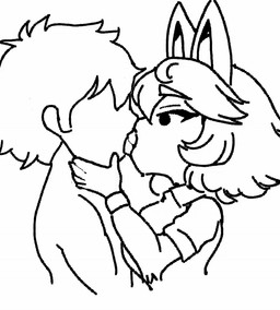 animated_gif anthro clothing collared_shirt duo female french_kissing human_on_anthro interspecies kissing making_out male medium_hair shirt topwear voider_(artist) bully_fox human mammal animated monochrome short_playtime