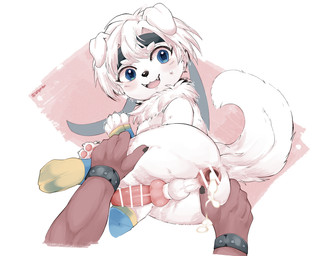 animal_genitalia animal_penis anthro anus balls blue_eyes bodily_fluids canine_genitalia canine_penis censor_bar censored_genitalia censored_penis claws cum cum_from_ass cum_in_ass cum_inside duo erection eyebrows floppy_ears fur genital_fluids genitals hair kemono knot male male/male pawpads penis perineum shota tail white_body white_fur white_hair young young_anthro young_male saigordon canid canine canis domestic_dog mammal censored hi_res