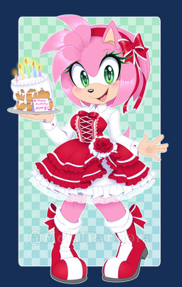 5_fingers accessory alternative_fashion anthro birthday_cake black_nose boots bow_(feature) bow_accessory bow_ribbon cake candle checkered checkered_background clothed clothing dessert dress eyelashes female fingers food footwear green_eyes hair hair_accessory hair_bow hair_ribbon hairband holding_food holding_object j-fashion lolita_(fashion) looking_at_viewer open_mouth open_smile pattern_background pink_hair ribbons shoes short_hair simple_background smile solo sweet_lolita text metalpandora sega sonic_the_hedgehog_(series) amy_rose eulipotyphlan european_hedgehog hedgehog mammal 2020 alpha_channel digital_media_(artwork) english_text watermark