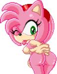 ;p accessory amy_rose animated anthro bent_over bouncing_butt breasts butt butt_slap chibi digital_media_(artwork) eulipotyphlan eyelashes female green_eyes hair_accessory hairband hedgehog looking_back low_res mammal nipples nude one_eye_closed pixel_(artwork) pixel_animation sega short_playtime simple_background slap slapping_own_butt slapping_self solo sonic_the_hedgehog_(series) sonictopfan taunting tongue tongue_out white_background wink