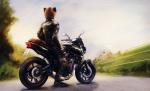 anthro brown_body brown_fur clothed clothing fully_clothed fur grass motorcycle outside plant road sky solo vehicle kebi yamaha gulonine mammal marten mustelid musteline pine_marten 2019 hi_res