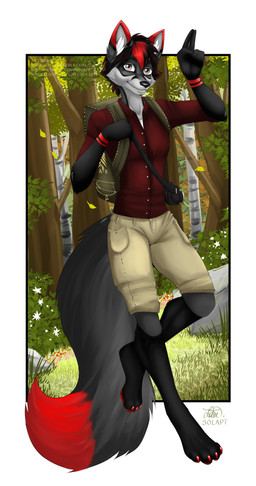 backpack forest male plant solo tree solapi_(artist) canid canine canis mammal wolf absurd_res hi_res