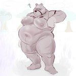 anthro belly bodily_fluids bulge clothed clothing clothing_lift confusion frown grass love_handles male moobs navel nipples obese overweight overweight_male plant shirt shirt_lift solo sweat topwear tree underwear debudraws animal_crossing nintendo curt_(animal_crossing) bear mammal absurd_res hi_res