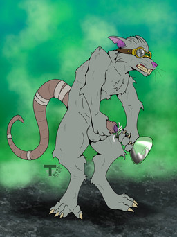 anthro balls bandage bandaged_tail bodily_fluids buckteeth claws clenched_teeth cum cum_in_container cum_in_flask cumshot digitigrade ejaculation erection eyes_closed eyewear eyewear_only flask foreskin fur genital_fluids genitals goggles goggles_only grey_background grey_body grey_fur grimace humanoid_genitalia humanoid_penis male masturbation notched_ear nude penis rat_tail simple_background solo standing tail tail_wraps teeth whiskers wraps tokon_(artist) league_of_legends riot_games tencent twitch_(lol) mammal murid murine rat rodent 2023 hi_res signature