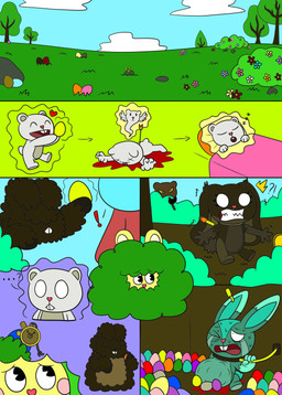 abdominal_bulge ambiguous_anthro ambiguous_gender anthro arrow_(weapon) backstory belly big_belly blood blowdart bodily_fluids both_eyes_obstructed brown_body buckteeth chained_to_wall clock cloud colored_egg cotton_tail crying dart death ear_piercing ear_tag easter_egg egg eyes_closed female flower fluffy fluffy_body forced forced_oviposition green_body grey_body hiding hiding_in_bushes holidays imprisoned long_ears lopped_ears lore male oviposition pac-man_eyes piercing plant pocketwatch ranged_weapon respawning revival rock rosy_cheeks shrub soul sweat tears teeth tree watch weapon yellow_body nikko-kai-cutie third-party_edit easter happy_tree_friends cuddles_(htf) easter_bunny generic_tree_friend bear mammal 2020 2022 color_edit colored comic dialogue_in_description hi_res