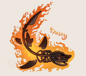 ambiguous_gender bone brown_body dorsal_fin feral fin fire open_mouth orange_eyes ribs sharp_teeth simple_background skeleton skull solo swimming tail tail_fin teeth text white_background cuttledreams animated_skeleton aquatic blacknose_shark fish shark undead digital_drawing_(artwork) digital_media_(artwork) english_text full-length_portrait portrait watermark