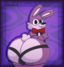 anthro big_butt butt looking_at_viewer looking_back looking_back_at_viewer machine male purple_body solo tunemon five_nights_at_freddy's scottgames bonnie_(fnaf) animatronic lagomorph leporid mammal rabbit robot hi_res
