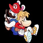 4_fingers anthro back_to_back big_nose blonde_hair blue_clothing blue_eyes blue_overalls brown_facial_hair brown_mustache button_(fastener) clothed clothed_anthro clothed_humanoid clothed_male clothing duo facial_hair fingers floating_hands footwear fur hair hat headgear headwear hoodie light long_ears lute male male_anthro male_humanoid mandolin mitten_hands musical_instrument mustache noseless overalls pink_inner_ear pink_mouth playing_mandolin playing_music playing_ukulele plucked_string_instrument purple_clothing purple_hoodie purple_topwear red_clothing red_hat red_headwear shoes short_hair simple_background sitting smile smiling_at_another string_instrument tan_body tan_skin topwear transparent_background white_body white_fur yellow_clothing yellow_footwear yellow_shoes pitafish mario_bros mario_plus_rabbids_kingdom_battle mario_plus_rabbids_sparks_of_hope nintendo raving_rabbids rayman_(series) ubisoft rabbid_mario rayman humanoid lagomorph mammal rabbid raypeople_(rayman) 1:1 2025 alpha_channel colored crossover digital_drawing_(artwork) digital_media_(artwork) english_description lighting low_res shaded signature