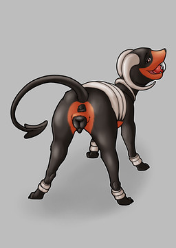 animal_genitalia animal_vulva anus ball_in_mouth canine_genitalia canine_vulva female feral genitals looking_back pokeball presenting presenting_anus presenting_vulva solo standard_pokeball vulva tiny_terrible nintendo pokemon generation_2_pokemon houndoom pokemon_(species) absurd_res hi_res