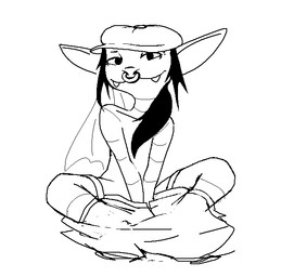 anthro beret black_hair clothed clothing clothing_lift eye_contact facial_piercing fangs female flat_chested hair hat headgear headwear jewelry looking_at_another looking_at_viewer membrane_(anatomy) membranous_wings nose_piercing piercing pointy_ears simple_background sitting solo teeth wings uglycoal deadlock_(game) valve valve_corporation ivy_(deadlock) gargoyle 2024 black_and_white digital_drawing_(artwork) digital_media_(artwork) monochrome