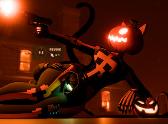 anthro duo female food for_a_head fruit head_between_thighs male plant pumpkin pumpkin_head mayb_owleeng epic_games fortnite nyanja_(fortnite) spice_(fortnite) domestic_cat felid feline felis humanoid mammal object_head 3d_(artwork) digital_media_(artwork) hi_res