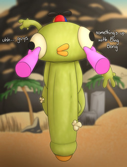 ambiguous_gender balls big_balls big_penis clothing duo genitals headgear headwear huge_balls huge_penis humanoid_genitalia humanoid_penis hyper hyper_balls hyper_genitalia hyper_penis male offscreen_character open_mouth penis plushie small_but_hung solo text chunknudies aggro_crab landcrab landfall peak_(videogame) bing_bong_(peak) unknown_species digital_media_(artwork) english_text hi_res