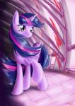 bridge feathered_wings feathers female feral horn purple_body purple_feathers solo wings eryz friendship_is_magic hasbro my_little_pony mythology twilight_sparkle_(mlp) equid equine mammal mythological_creature mythological_equine winged_unicorn hi_res