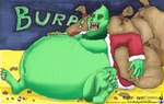 abdominal_bulge arm_resting bag belly belly_tuft big_belly bloated burping candy candy_cane cheek_tuft chin_tuft claws clothing costume crumbs dessert eaten_food eyebrows facial_tuft fangs feast feet finger_claws food fur gluttony greedy green_body green_fur hand_on_belly hand_on_own_belly head_tuft holidays huge_belly leg_tuft lounging male morbidly_obese multicolored_eyes navel neck_tuft obese obese_male on_ground onomatopoeia open_mouth overweight overweight_male red_eyes sack santa_coat santa_costume sharp_teeth simple_background sitting sitting_on_ground solo sound_effects stuffing_(food) teeth text thick_eyebrows toe_claws tongue tuft yellow_claws yellow_sclera yellow_teeth k9manx90_(artist) christmas dr._seuss how_the_grinch_stole_christmas! grinch humanoid mammal who_(species) colored_sketch graphite_(artwork) marker_(artwork) sketch traditional_media_(artwork)