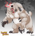 biceps claws fangs feral fur male muscular muscular_feral muscular_male pawpads scut_tail short_tail solo spikes spikes_(anatomy) tail teeth white_body white_fur narram lustful_desires bear mammal hi_res