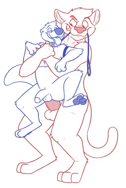 4_fingers 4_toes anal anal_penetration anthro anthro_on_anthro anthro_penetrated anthro_penetrating anthro_penetrating_anthro arched_back arm_markings arm_tuft balls bodily_fluids cheek_tuft chest_tuft collar dominant dominant_male drooling duo elbow_tuft erection eye_contact eyebrow_piercing eyebrows facial_piercing facial_tuft feet fingers foreskin from_behind_position front_view fur genitals glans grin hair half-closed_eyes hindpaw inner_ear_fluff interspecies knee_tuft larger_dom larger_male leash leash_pull leg_tuft looking_at_another looking_back looking_pleasured male male/male male_penetrated male_penetrating male_penetrating_male markings narrowed_eyes nude open_mouth open_smile paws penetration penile penile_penetration penis penis_in_ass penis_size_difference piercing retracted_foreskin reverse_stand_and_carry_position saliva sex short_hair shoulder_tuft simple_background size_difference smaller_male smaller_penetrated smile spread_legs spreading standing standing_sex submissive submissive_male thick_penis tight_fit toes tongue tongue_out tuft white_background rotten_robbie gene_(raveer) robbie_(rotten_robbie) cougar felid feline mammal mustelid otter hi_res line_art unfinished