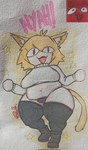 belly clothed clothing female long_socks onomatopoeia panties pantsless pubes slightly_chubby sound_effects text thick_thighs underwear redcito tsukihime type-moon neco-arc domestic_cat felid feline felis human humanoid mammal hi_res traditional_media_(artwork)