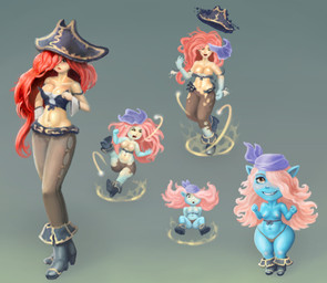 blue_body blue_skin boots breasts clothed clothing female footwear hair human_to_humanoid humanoid_pointy_ears kerchief looking_at_viewer nipples pink_hair pink_nipples pirate_hat pointy_ears red_hair shoes short_stackification shortstack shrinking size_transformation small_breasts species_transformation thick_thighs topless transformation wide_hips impyhero league_of_legends riot_games tencent miss_fortune_(lol) human mammal yordle hi_res