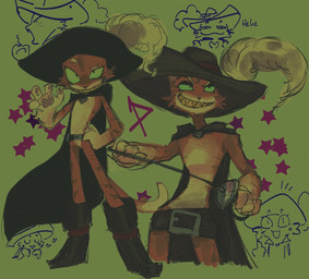 anthro belt boots cape cheek_tuft claws clothing emanata eyebrows eyes_closed facial_tuft footwear fur fuzzy green_background green_eyes grin half-closed_eyes hand_on_hip hat headgear headwear heart_symbol holding_object holding_weapon looking_at_viewer male melee_weapon narrowed_eyes open_mouth open_smile orange_body orange_fur p_(letter) pawpads pose raised_arm rapier shoes simple_background skinny small_waist smile solo star sword tail teeth tuft weapon wide_eyed kirbyzitos dreamworks puss_in_boots_(franchise) puss_in_boots_(dreamworks) domestic_cat felid feline felis mammal tabby_cat colored_sketch hi_res multiple_images sketch sketch_page