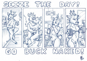 animal_genitalia anthro antlers balls bench breasts butt casual_nudity dart female fully_sheathed genitals glass group gym hooves horn humor kissing male male/female nude nudist outside park penis penis_tip public public_nudity pun sheath shopping short_tail side_boob sitting standing store tail text time_lapse urethra visual_pun flinters deer mammal 2013 black_and_white english_text graphite_(artwork) monochrome traditional_media_(artwork)