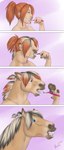 blue_eyes brush brushing brushing_teeth female grey_mane hair human_to_feral mane narrowed_eyes orange_hair solo species_transformation tan_body tan_skin teeth transformation transformation_sequence white_mane rufciu equid equine horse human mammal 2020 comic dated hi_res sequence signature