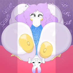 anthro big_breasts big_butt big_penis breast_play breasts butt door duo fellatio female genitals hair holidays huge_breasts huge_butt huge_penis male male/female nipples open_door open_door_light oral penile penis purple_hair sex smile titfuck vein veiny_penis white_body yellow_nipples lokbunny17 easter lok_bunny human lagomorph leporid mammal rabbit hi_res