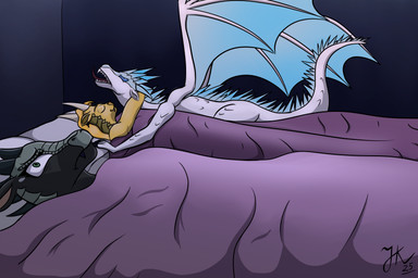 angry annoyed bed bedding black_body blanket blue_body blue_eyes brown_body constricted_pupils ear_piercing ear_ring eyes_closed fangs female feral frown furniture green_eyes group happy horn hug inside male membrane_(anatomy) membranous_wings piercing pupils ring_piercing sharp_teeth small_pupils smile snout spikes spikes_(anatomy) tail teeth tongue tongue_out trio wings jackkosmatfa ah_yes._me._my_girlfriend. mythology wings_of_fire moonwatcher_(wof) qibli_(wof) winter_(wof) dragon icewing_(wof) mythological_creature mythological_scalie nightwing_(wof) sandwing_(wof) scalie 2025 dated hi_res meme shaded signature