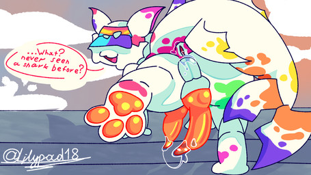 2_knots fur knot lily(lilypad18) male paint pawpads slit_penis solo white_body white_fur aquatic fish shark absurd_res hi_res