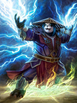 anthro armor belt claws clothing electricity electricity_manipulation elemental_manipulation hat headgear headwear magic magic_circle male open_mouth solo standing dan_scott blizzard_entertainment hearthstone warcraft bear giant_panda mammal pandaren 2016 3:4 official_art
