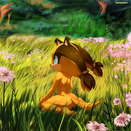 anthro blue_eyes breasts butt casual_nudity eyelashes feet female fingers fur hair nature nude orange_body outside plant plantigrade sitting soles solo tail toes soranygyart sega sonic_boom sonic_the_hedgehog_(series) sticks_the_jungle_badger badger mammal mustelid musteline digital_media_(artwork) hi_res