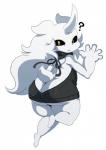 big_butt black_sclera butt butt_cleavage clothing female frown fur horn looking_back not_furry question_mark simple_background solo sweater tail thick_thighs topwear virgin_killer_sweater white_background white_body white_fur wide_hips yellow_eyes sssonic2 meme_clothing null_(sssonic2) alien 2017 hi_res meme