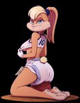 anthro basketball clean_diaper clothed clothing diaper female sitting_on_ball solo wearing_diaper lazyblazy looney_tunes warner_brothers lola_bunny lagomorph leporid mammal rabbit alpha_channel hi_res