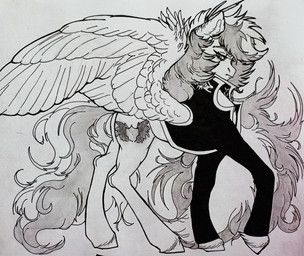 bent_legs black_clothing black_jacket black_topwear closed_frown clothed clothed_female clothed_feral clothing cutie_mark eyebrows eyelashes feathered_wings feathering feathers female female_feral feral fluffy_ears frown fur grey_eyebrows grey_mane grey_tail hooves jacket lidded_eyes long_mane long_tail looking_down mane mouth_closed multicolored_mane open_clothing open_jacket open_topwear quadruped side_view simple_background solo standing tail text topwear two_tone_mane two_tone_tail white_background white_body white_fur white_hooves white_mane white_tail white_wings wings rayrage hasbro my_little_pony mythology fan_character rachel_rage equid equine mammal mythological_creature mythological_equine pegasus 2024 artist_name english_description greyscale hi_res marker_(artwork) monochrome traditional_media_(artwork)
